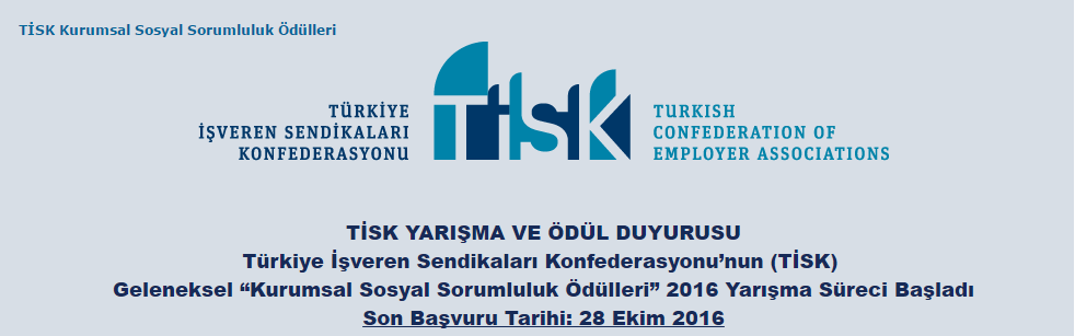 TİSK 2016 Kurumsal Sosyal Sorumluluk Ödülleri