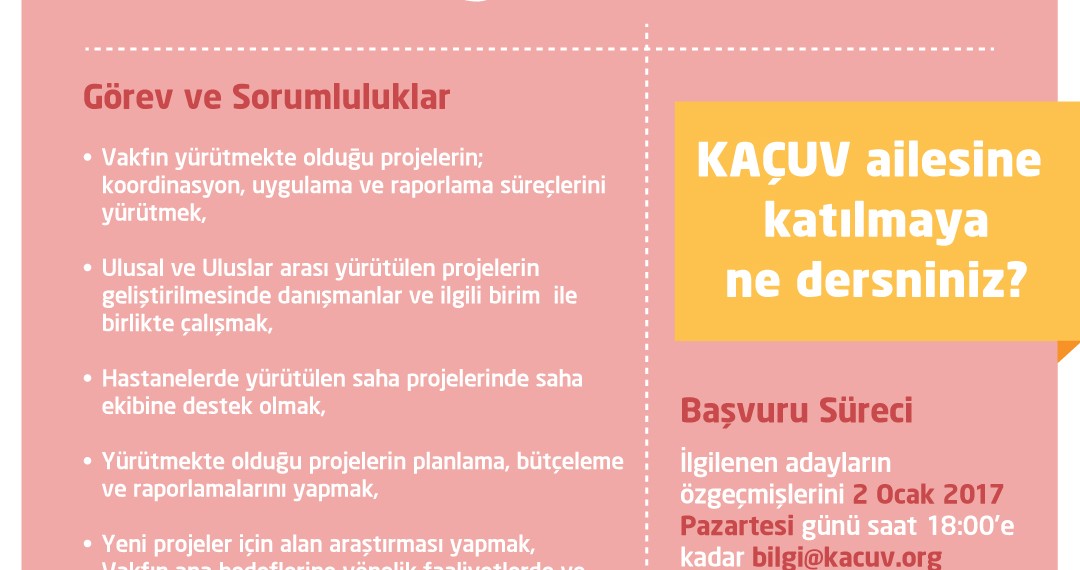 KAÇUV Proje Koordinatörü Arıyor