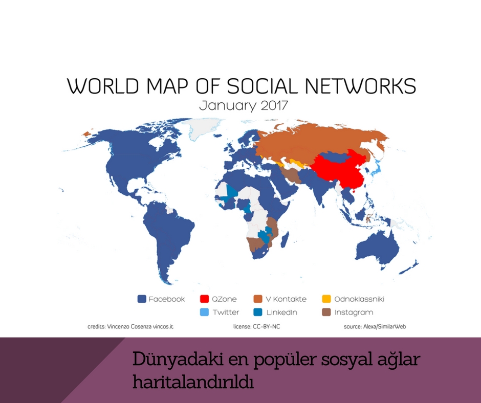 Dünyanın en popüler sosyal ağları haritalandırıldı