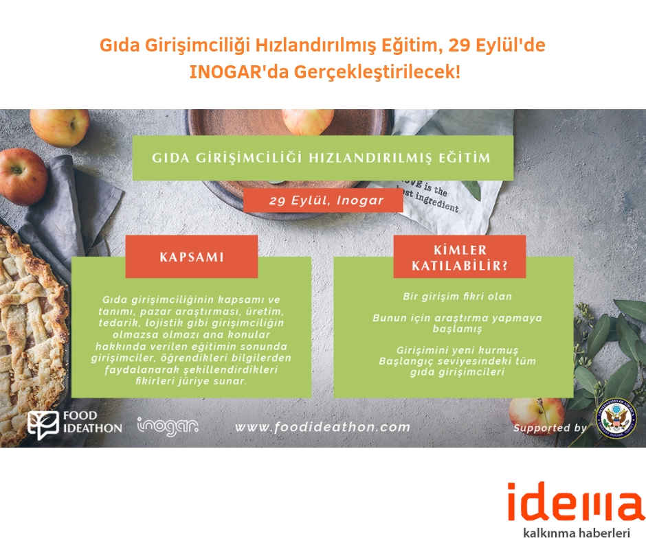 Gıda Girişimciliği Hızlandırılmış Eğitim, 29 Eylül’de INOGAR’da Gerçekleştirilecek!