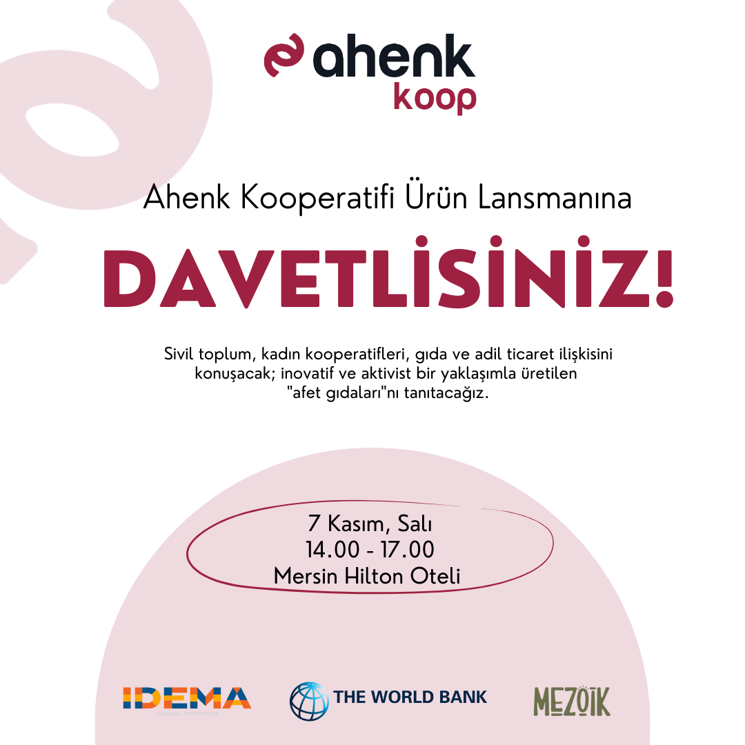 Ahenk Kooperatifi Ürün Lansmanı 7 Kasım’da Mersin’de gerçekleşecek! Ahenk Kooperatifi Ürün Lansmanı 7 Kasım’da Mersin’de gerçekleşecek!